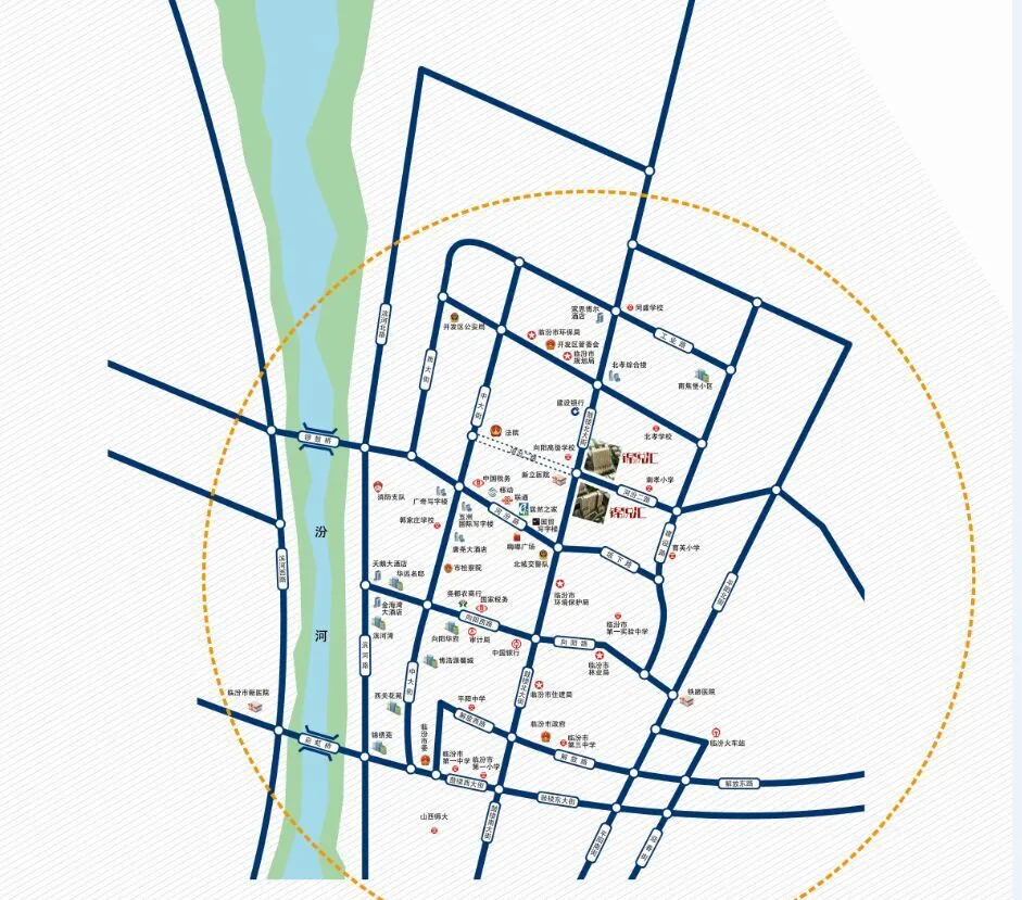 108路,201路,202路等主幹道:鼓樓北大街,北外環樓盤地址:臨汾市堯都區