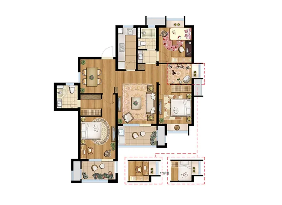 招商学府18723号楼高层东边户标准层c2户型户型图