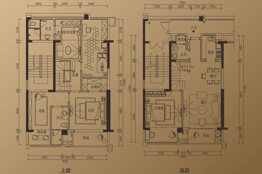 九江中航城三期复式k户型户型图