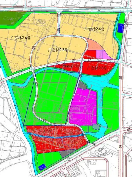 地图显示,广富林2-5号地块,广富林2-6号地块,广富林2-4号地块,广富林2