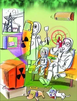 不同家电的防辐射提示台式电脑切勿打开机箱使用