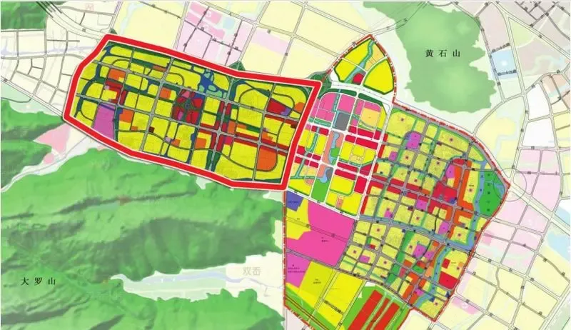 龙湾城市中心用地规划图,其中红线内为瑶溪南片区