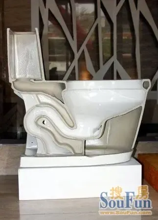 座便器的主体结构的实体侧面图独特创新的超大管径设计,冲力强,更省水