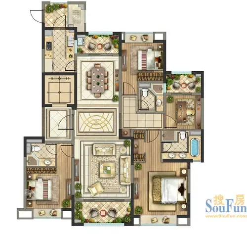art deco尊荣大宅 复地御上海165㎡户型点评