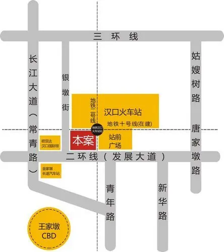 西靠歐亞達家居國際館,南依王家墩cbd,北承漢口火車站;項目負一樓無縫