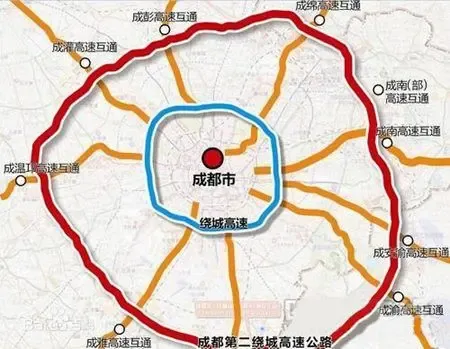 成都第二绕城高速公路路线图 (来源:网络)