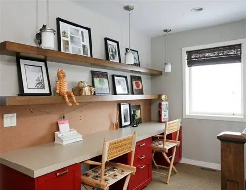 双人书房 装修 效果图