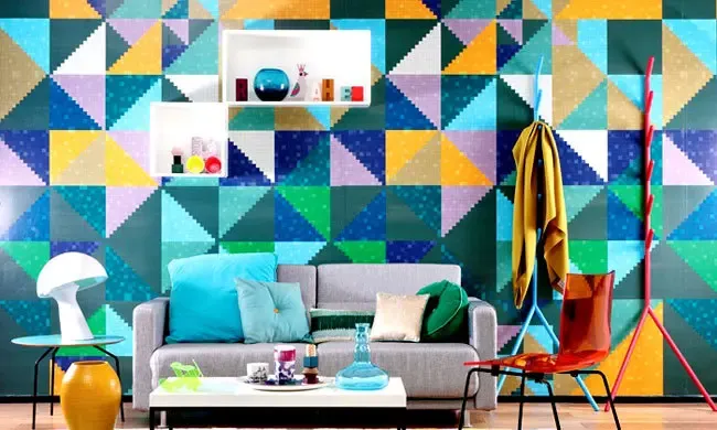 打造时尚明艳鲜活背景墙 色彩拼接更有张力