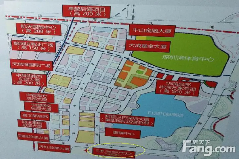 后海区,留仙洞,深圳湾高新区和龙华核心区五个总部基地