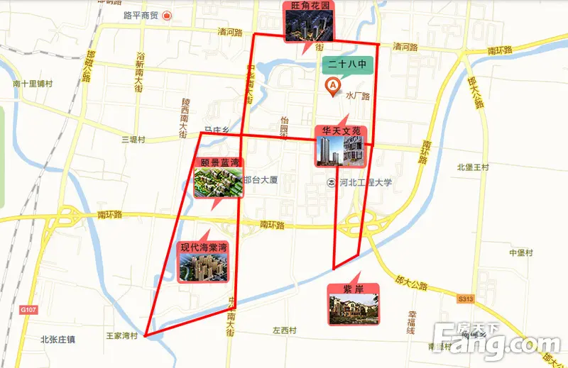 2015邯郸邯山区复兴区重点中小学 教育地产划分地图