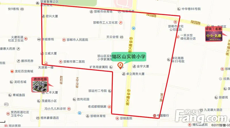 2015邯郸邯山区复兴区重点中小学 教育地产划分地图