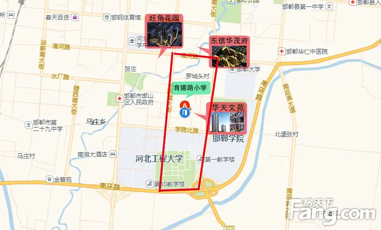 2015邯郸邯山区复兴区重点中小学 教育地产划分地图