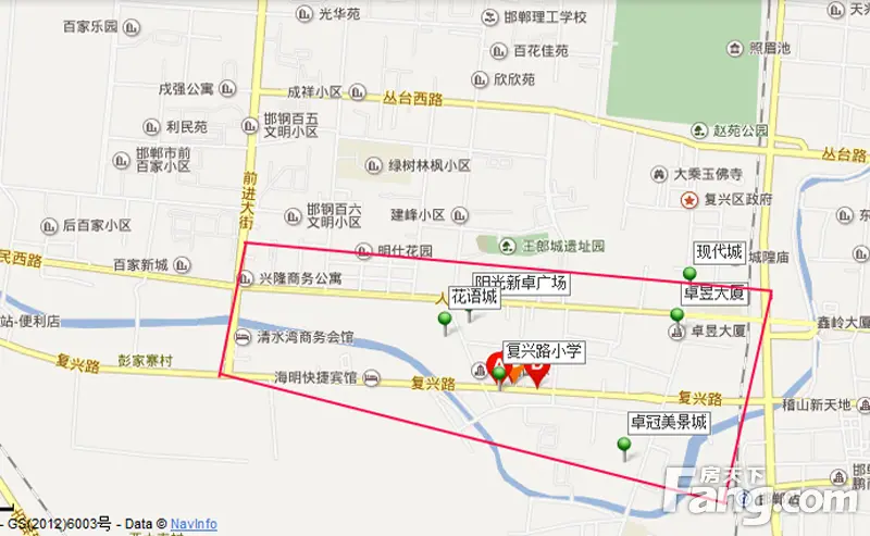 2015邯郸邯山区复兴区重点中小学 教育地产划分地图