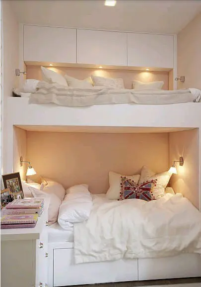 唯美上下铺双人儿童床装修设计效果图生俩娃的尽管抱走