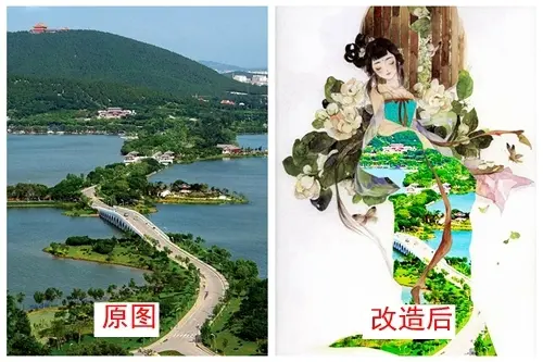 看汉服美人身着徐州美景