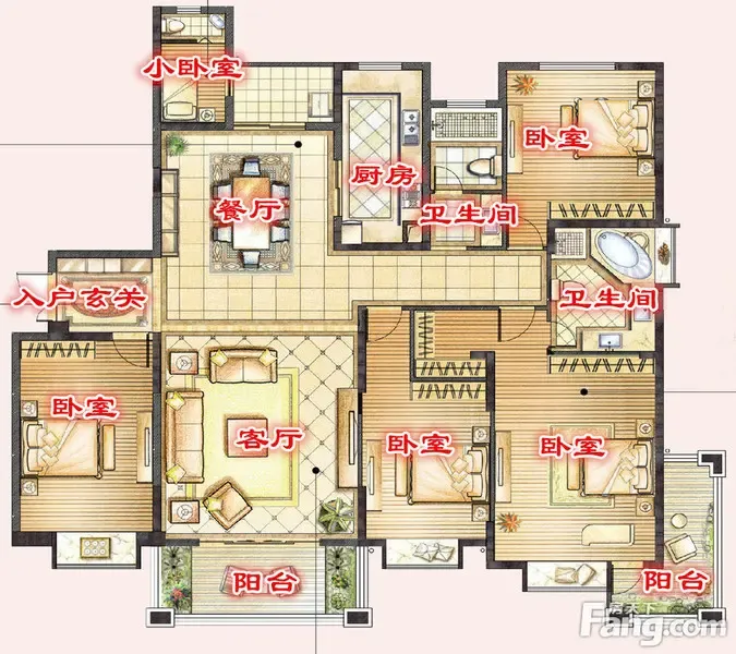 中集紫金文昌239.27㎡户型点评 五房畅享 墅质体验