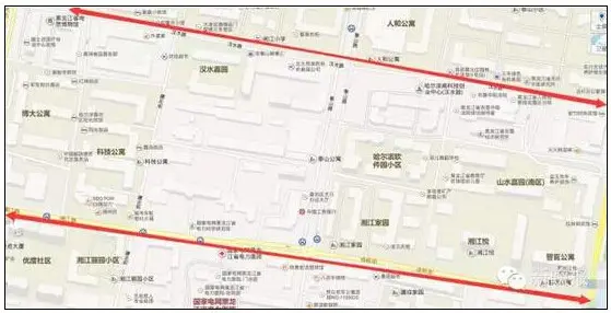 东起南直路，西至红旗大街，南起湘江路及成标街，北至汉水路合围区域。 