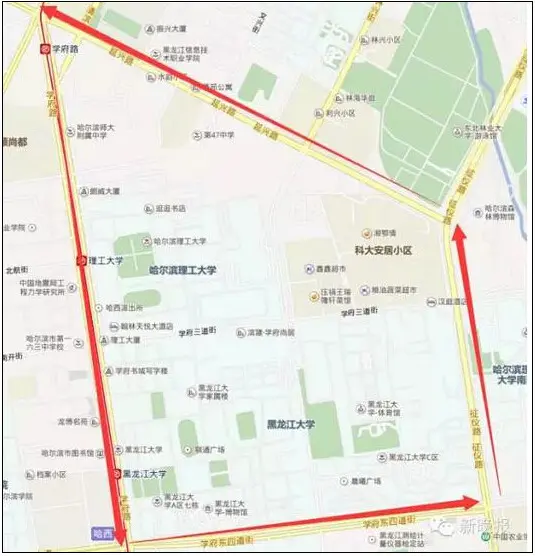 东起征仪路，西至哈西高铁铁道线，南起学府东路，北至延兴路合围区域。