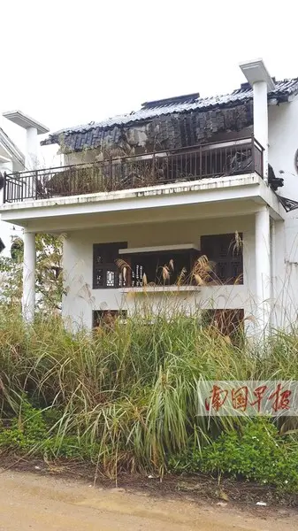 从2007年荒废至今的别墅，门前杂草丛生。