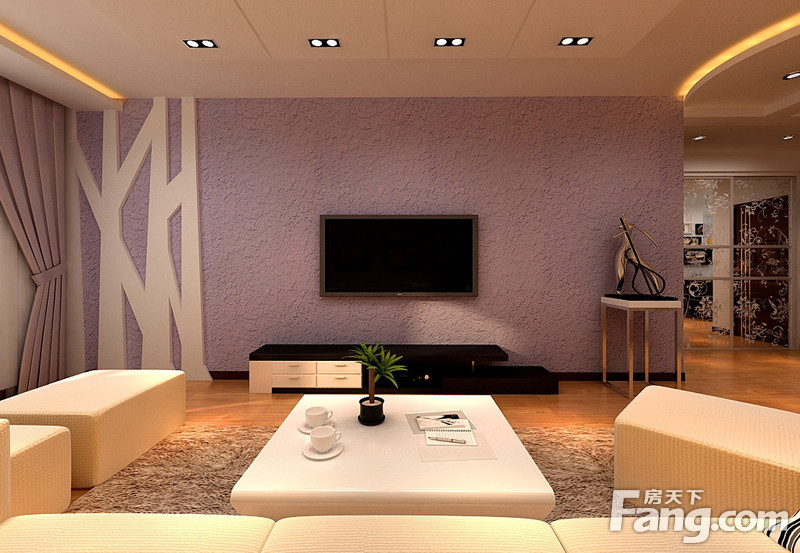 88款现代简约客厅硅藻泥电视背景墙装修效果图