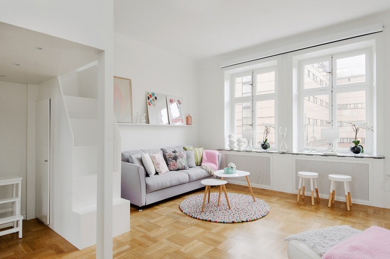 42平小户型公寓装修扩容收纳为亮点粉白色设计小巧精致