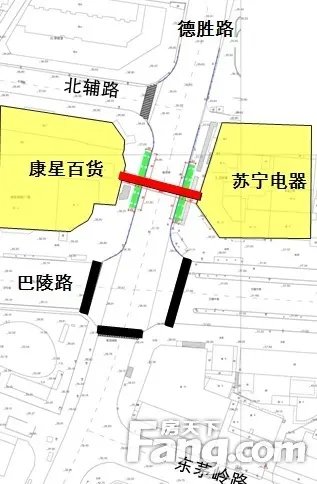 德胜路一字人行天桥方案平面图