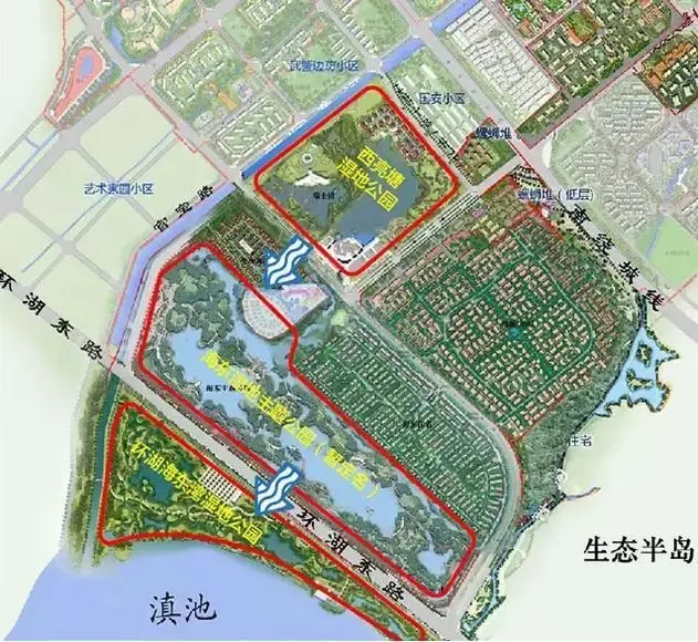 环湖东路沿线,6700亩俊发·生态半岛范围内,总占地约2000亩的西亮塘