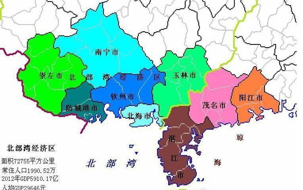 中国广西北部湾地图图片