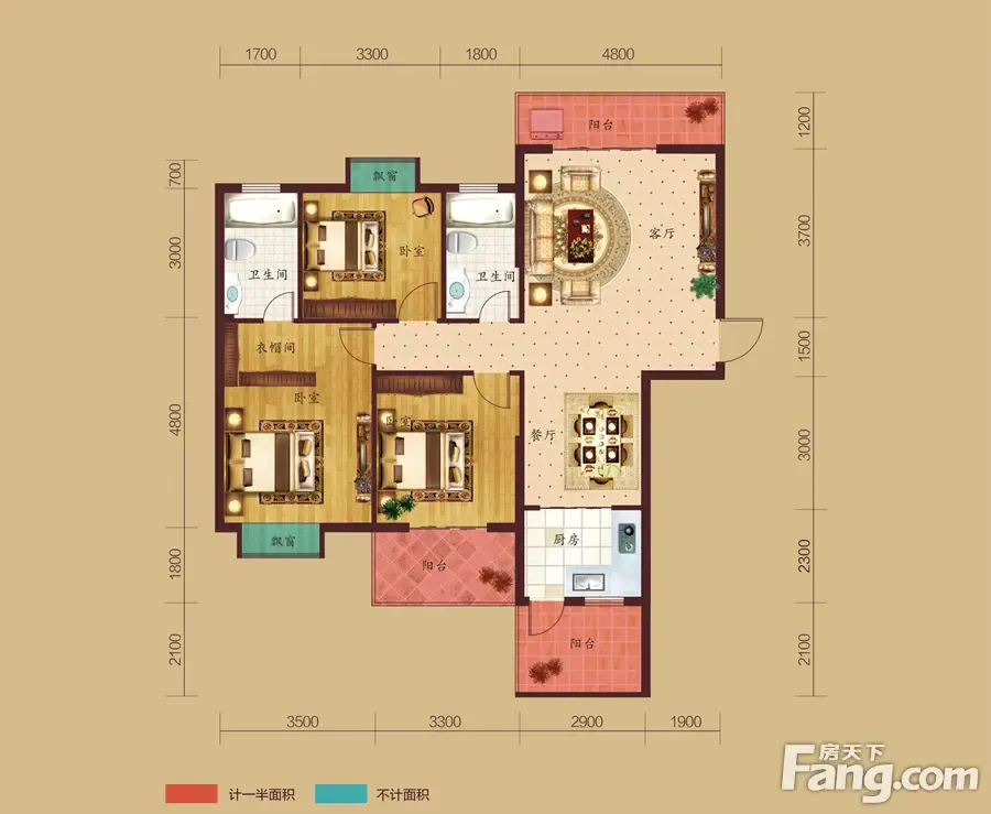 华耀天城2期10楼户型赏析12364㎡实用3房