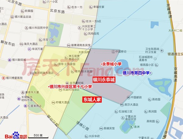 2017年銀川興慶區樓盤學片劃分地圖出爐