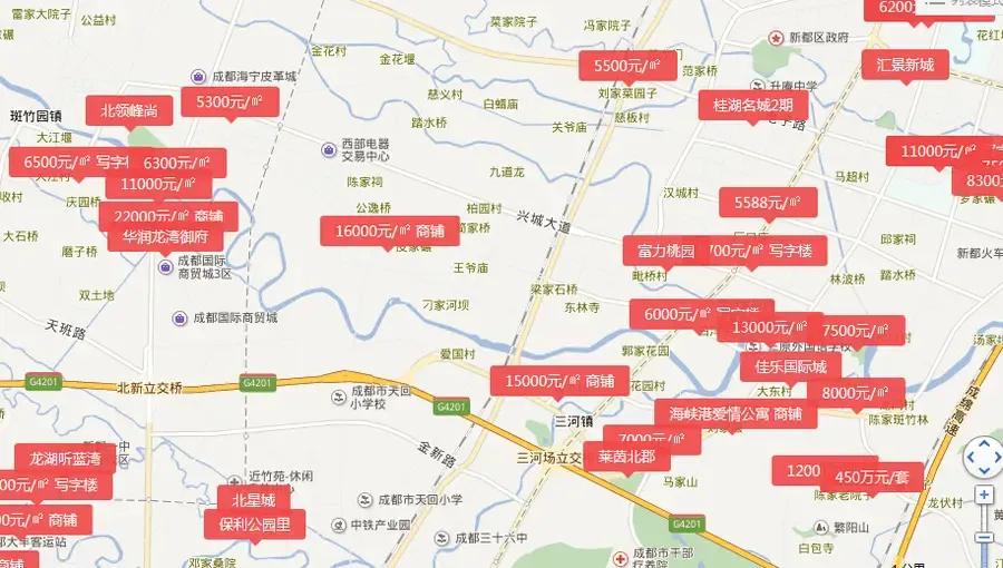 成都5大近郊区楼盘分布地图曝光 均价五六千起值得买么?