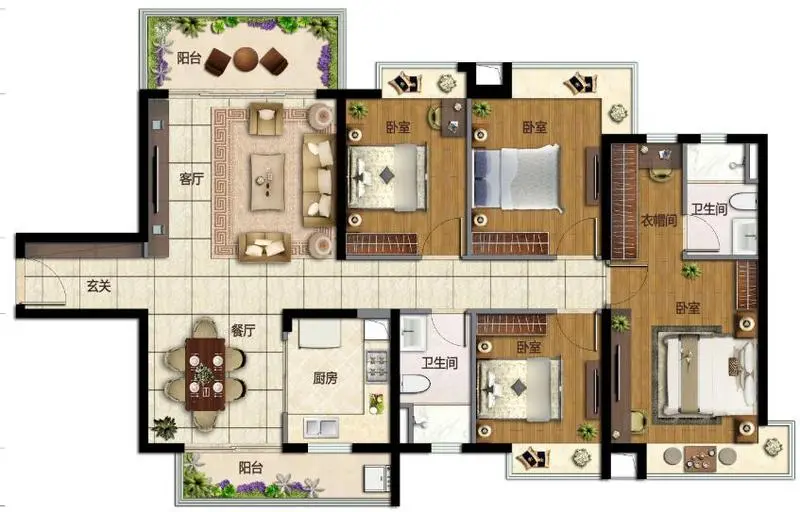 南北双阳台设计,通风采光超好