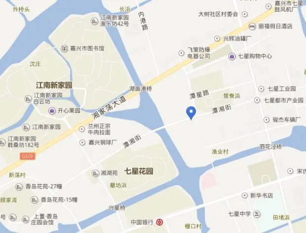 嘉兴市南湖区七星街道,东至空地,南至北王港绿化带,西至环湖路,北至潭