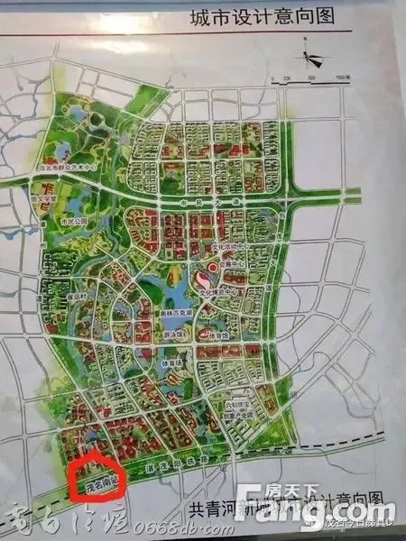 《茂名市城市总体规划(2011-2030)》图还曝光了共青河新城的大概位置
