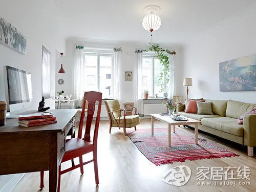 亮丽的白色调家居 橡木家具与地板实景装修效果图