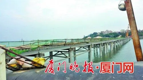 大嶝到小嶝建了座临时钢桥 12月底将通行