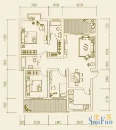 大足棠城丽都3室2厅1厨2卫建面107.91㎡