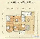A1座2-13层03单位户型