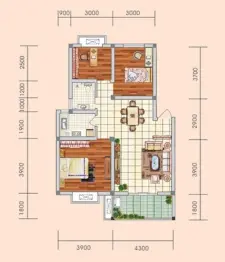 盛世新城3室2厅1厨1卫建面88.3㎡