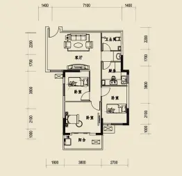 光谷东郡3室2厅1厨1卫建面91.69㎡