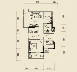 光谷东郡3室2厅1厨1卫建面92.41㎡