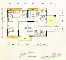 汇乔金色名都4室2厅1厨2卫建面149.99㎡