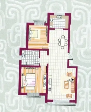 蟠龙山庄四期户型图41#L户型2室2厅1卫1厨