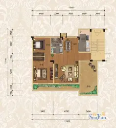 西湖春天3室2厅1厨2卫建面96.64㎡