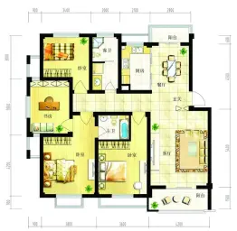 宏大·香榭华都4室2厅1厨2卫建面136.63㎡