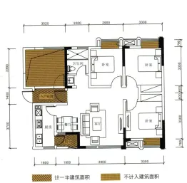 希望城·玫瑰香街3室2厅1厨1卫建面92.53㎡