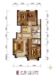 六合一方3室2厅1厨2卫建面115.0㎡