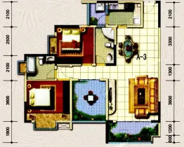 大足缔景春晓2室2厅1厨2卫建面113.86㎡