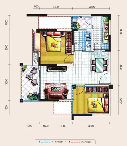 洛森堡映山户型图125栋h6户型2室2厅1卫1厨