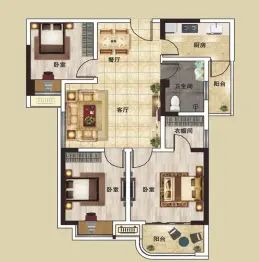 西湖春天3室2厅1厨1卫建面94.36㎡